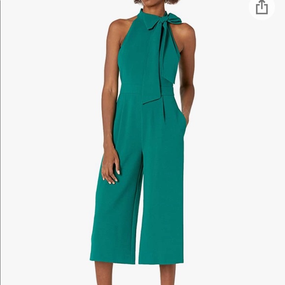 NWT Vince Camuto Bow Neck Halter Cropped Jumpsuit - Picture 1 of 7